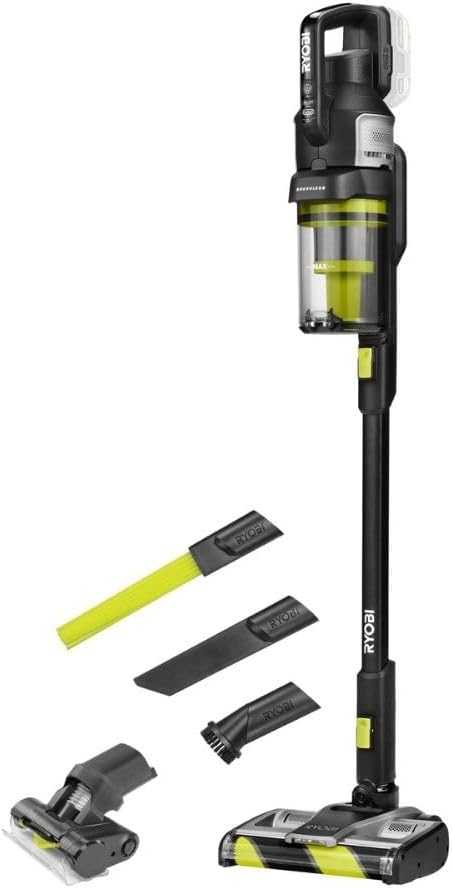 RYOBI 18 V ONE+ Brushless Bodenhandsauger RASV18BL-0 5133006323, 135 AW Saugleistung, Dual-Zyklonen HEPA 13 Filter, ohne Akku und Ladegerät, Anthrazit