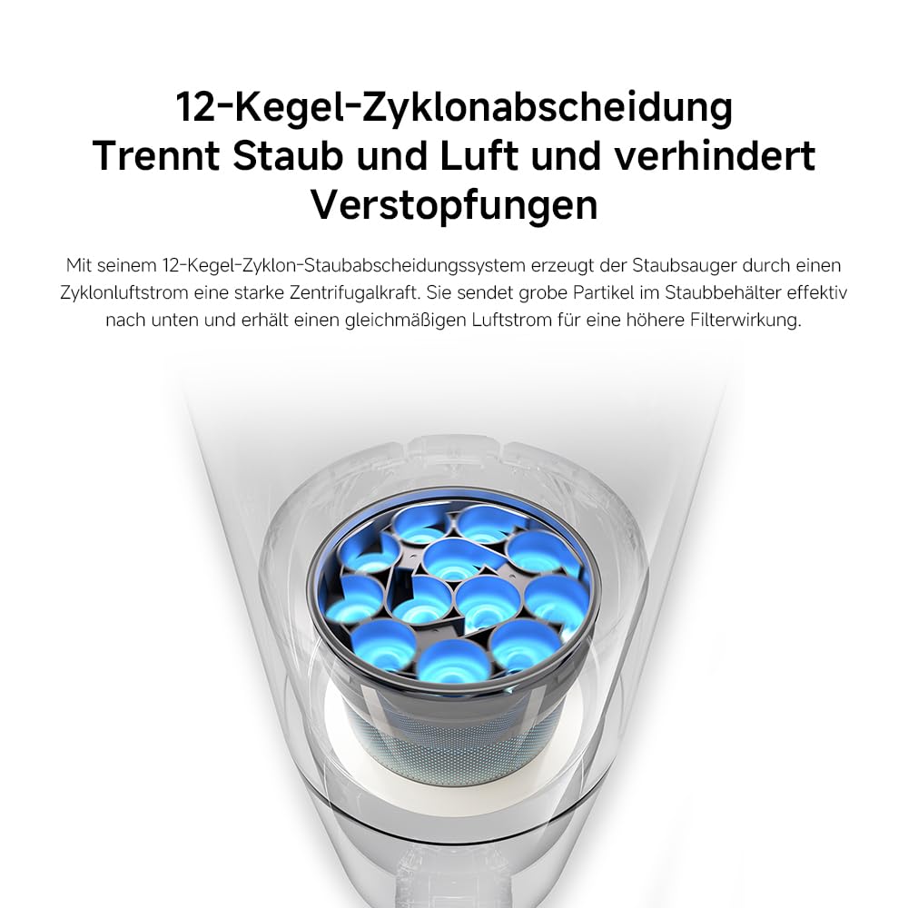 Xiaomi G20 Max Kabellos, 25.000 Pa/180 AW, Zyklon-Technologie, beutellos, bis 60 Min Laufzeit, für Tierhaare, Auto, Teppich & Hartboden