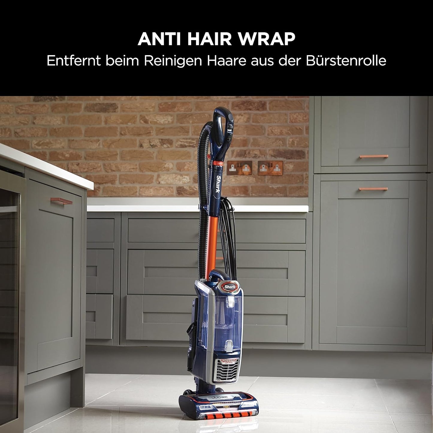 Shark Staubsauger 0,83 L, Anti-Hair-Wrap, DuoClean, Lift-Away, Tier-, Polster- & Fugendüsen, 8 m Kabel, Blau/Orange, NZ801EUT