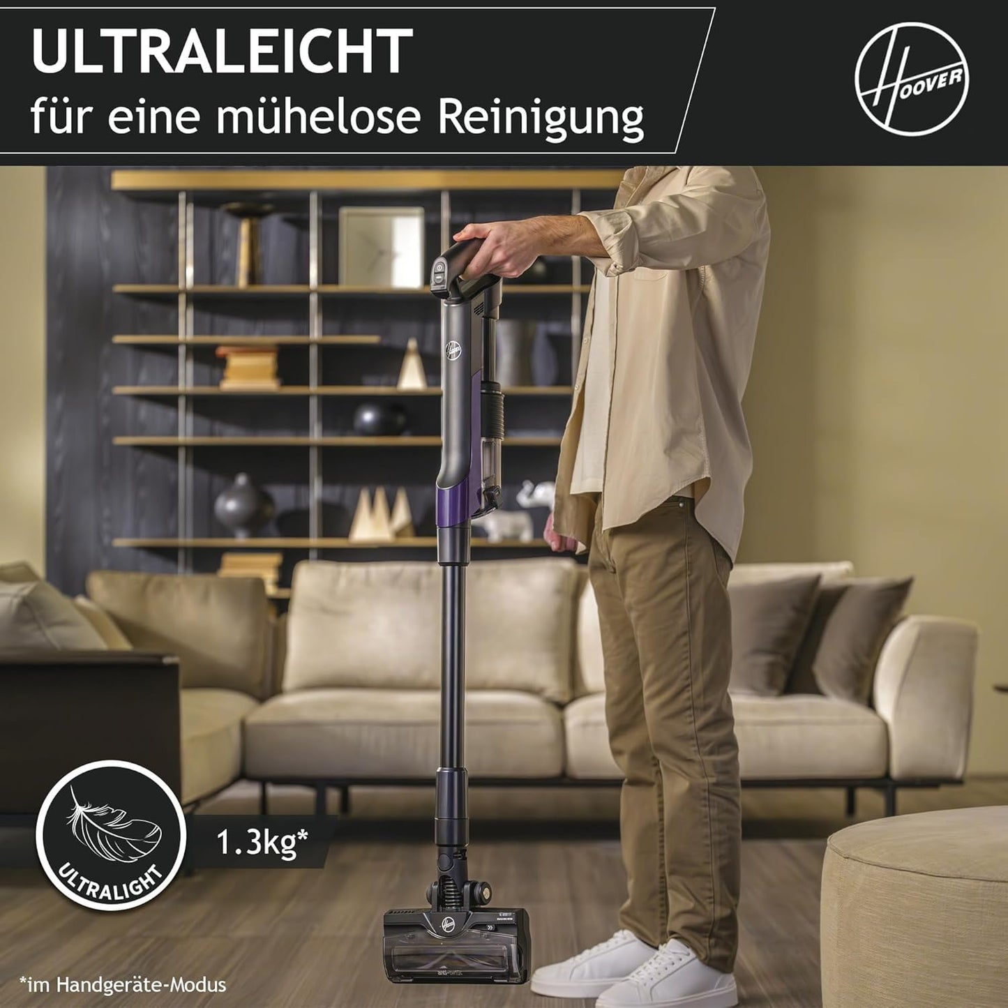 Hoover HF2 Akku-Staubsauger, ultraleicht, kabellos, Anti-Twist, LED, 3× Staubkapazität, 20 Min Laufzeit, alle Böden